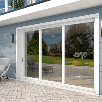 Pocket sliding outlet glass doors